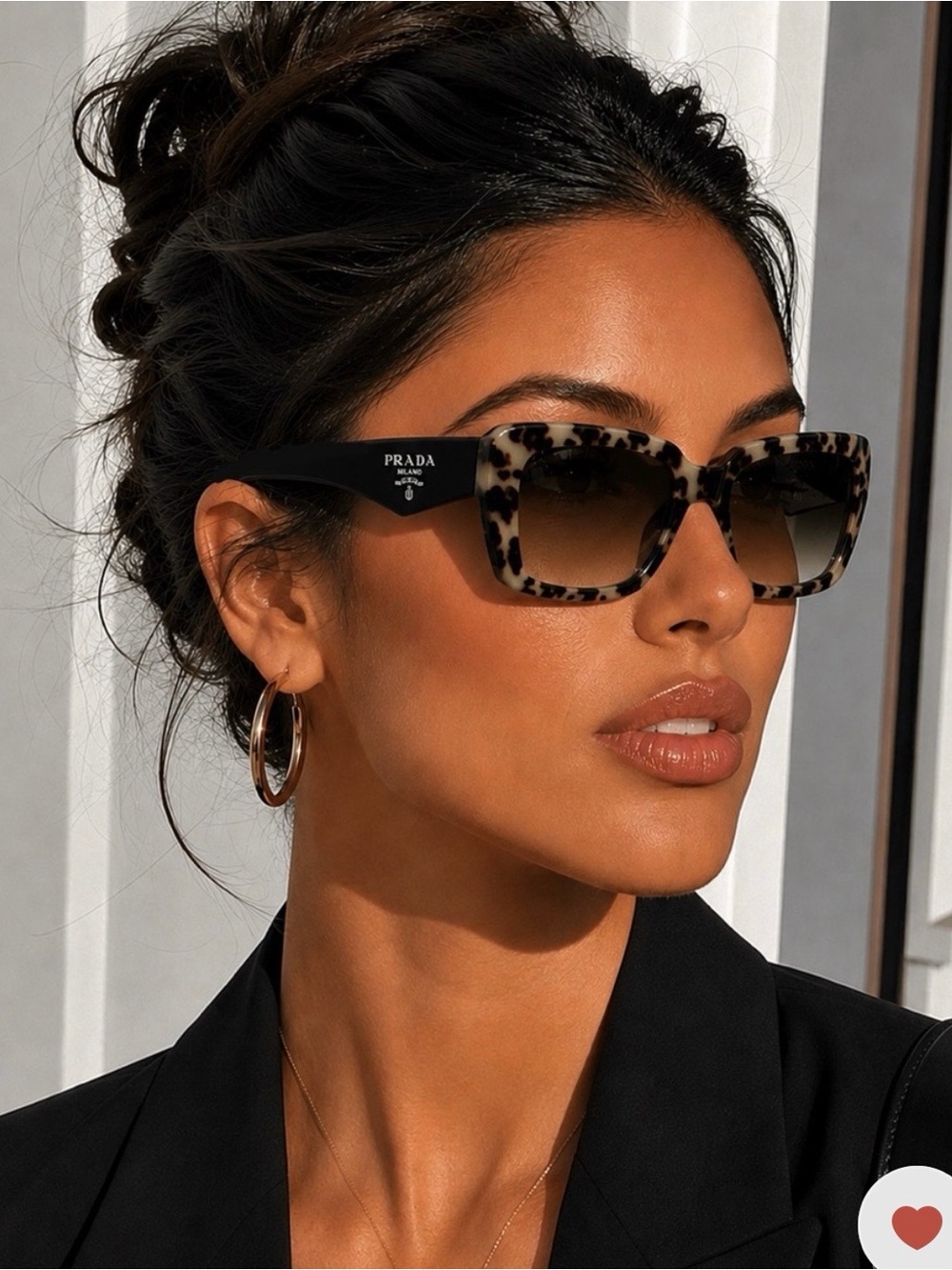 Prada SPR 03Q-A KAD-4M1 2N Cat Eye Tortoise Oversized Sunglasses 55-17-140 EUC